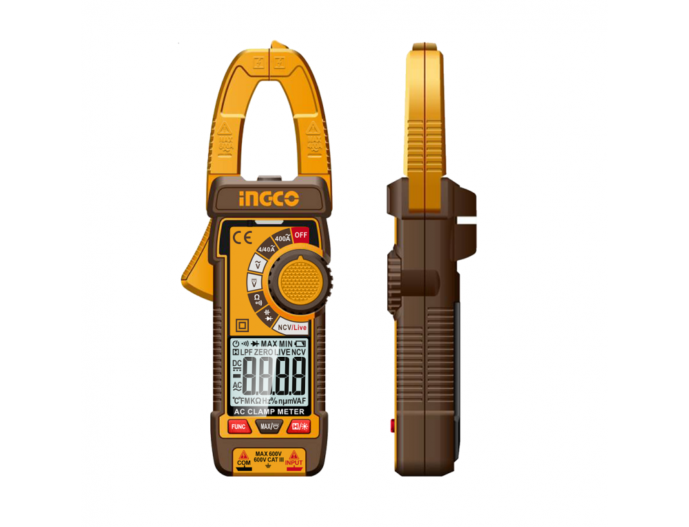 Цифрові струмові кліщі AC/DC 400 А (True RMS, 4000 значень) INGCO INDUSTRIAL